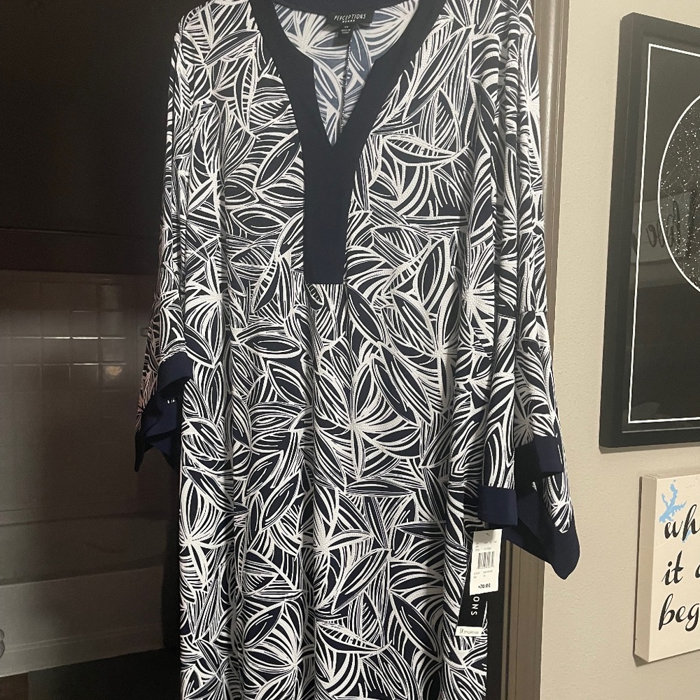 Navy and white dress